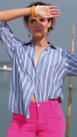 Blouses & Chemisiers|LA PETITE ÉTOILE Chemise Maeve Rayure Bleu