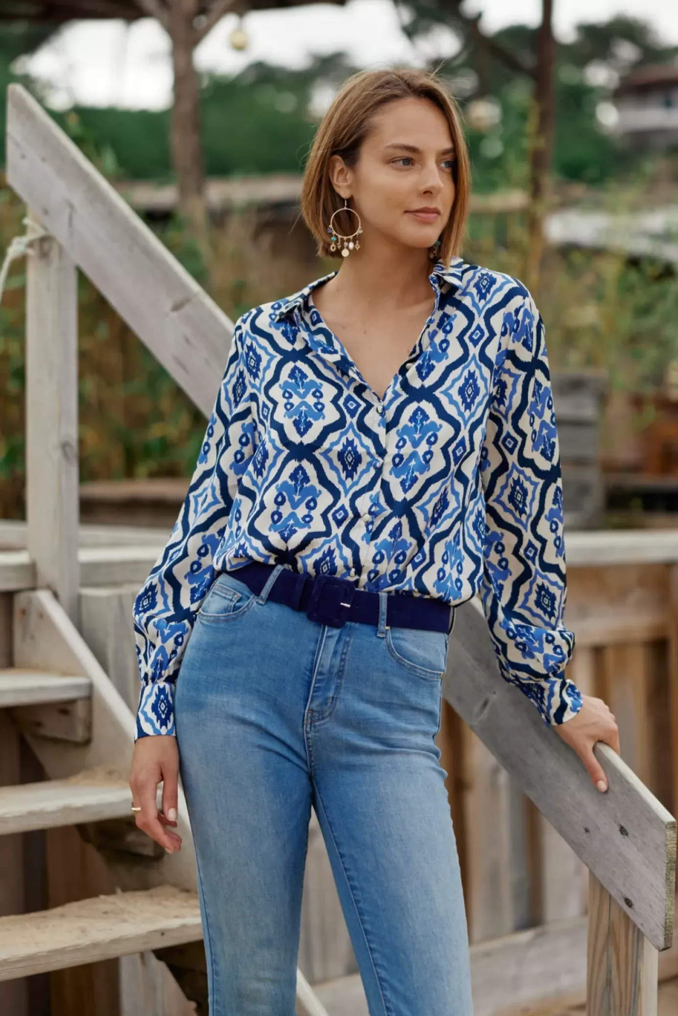 Blouses & Chemisiers|LA PETITE ÉTOILE Chemise Sanda Bleu