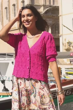 Mailles|LA PETITE ÉTOILE Gilet Rowena Fuchsia