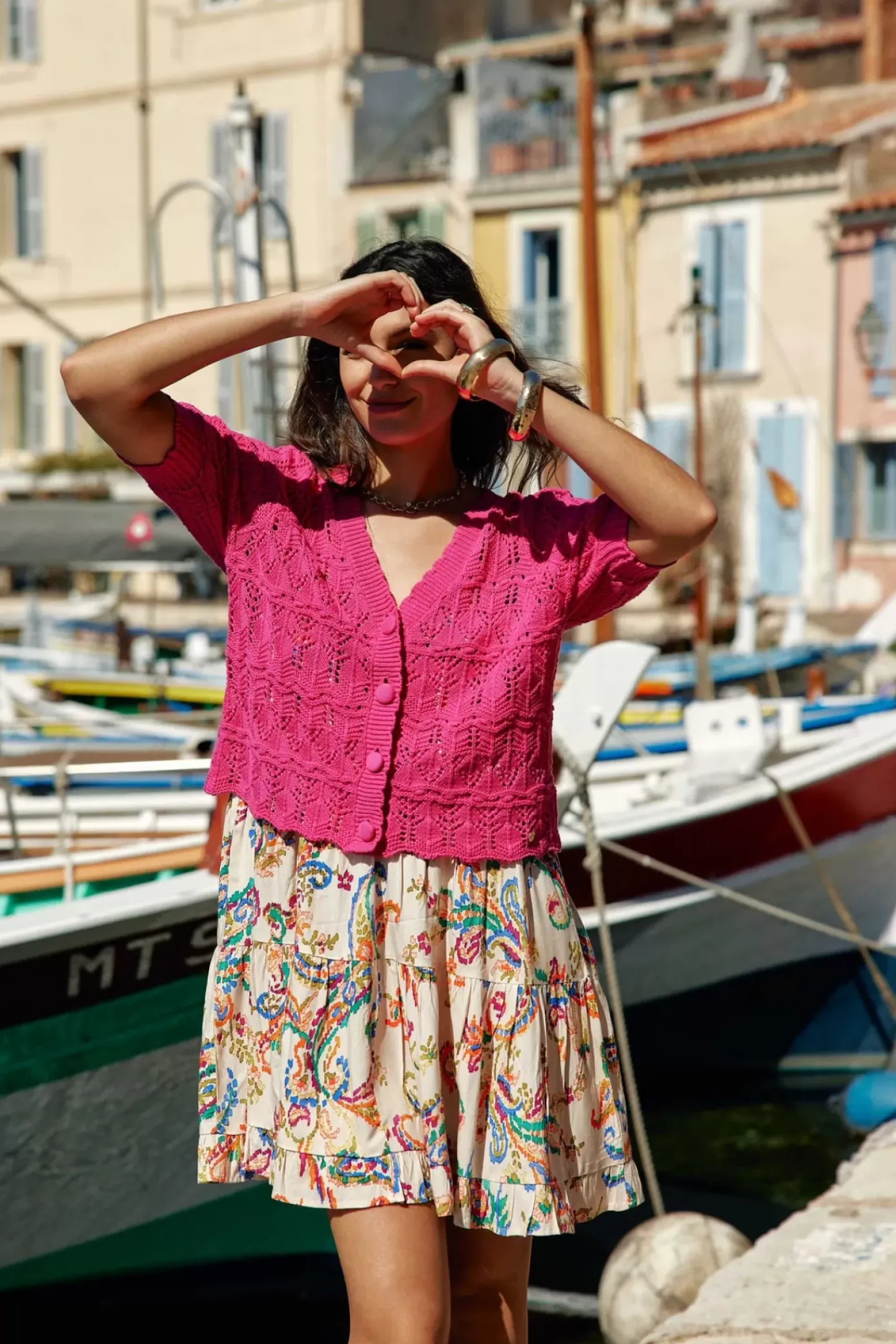 Mailles|LA PETITE ÉTOILE Gilet Rowena Fuchsia