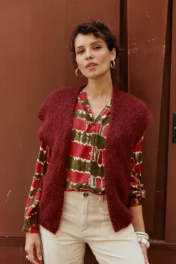 Mailles|LA PETITE ÉTOILE Gilet Sade Framboise