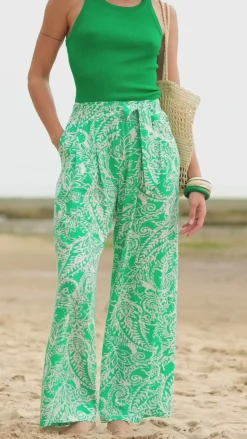 Pantalons & Jeans|LA PETITE ÉTOILE Pantalon Lemaa Vert/Ecru