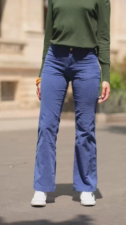 Pantalons & Jeans|LA PETITE ÉTOILE Pantalon Sonny Velours Bleu