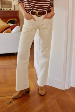 Pantalons & Jeans|LA PETITE ÉTOILE Pantalon Sonny Velours Ecru
