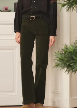 Pantalons & Jeans|LA PETITE ÉTOILE Pantalon Sonny Velours Vert Fonce
