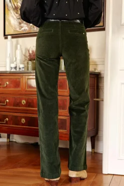 Pantalons & Jeans|LA PETITE ÉTOILE Pantalon Sonny Velours Vert Fonce