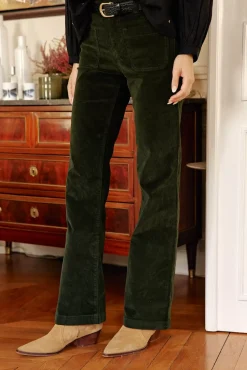 Pantalons & Jeans|LA PETITE ÉTOILE Pantalon Sonny Velours Vert Fonce