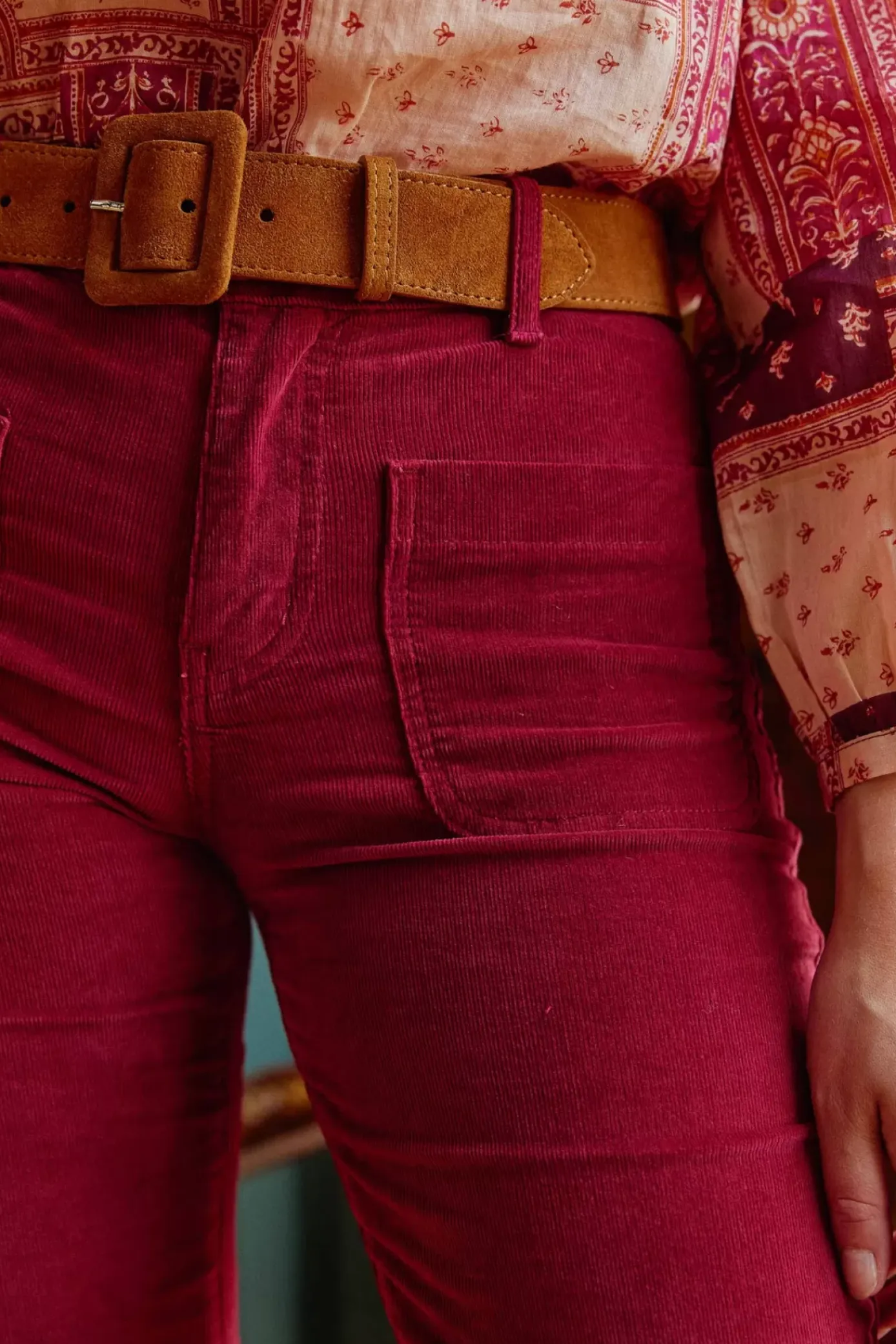 Pantalons & Jeans|LA PETITE ÉTOILE Pantalon Sonny Velours Framboise