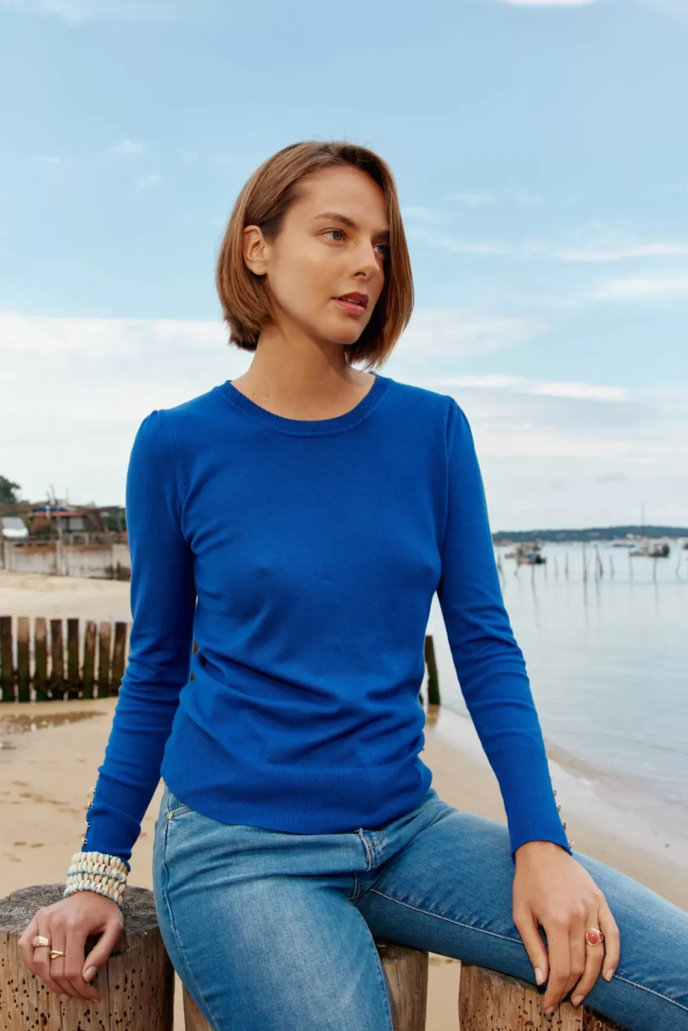 Mailles|LA PETITE ÉTOILE Pull Beatrice Bleu Azur