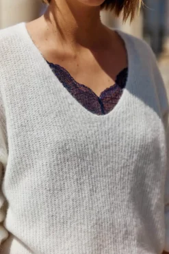 Mailles|LA PETITE ÉTOILE Pull Malaly Ecru