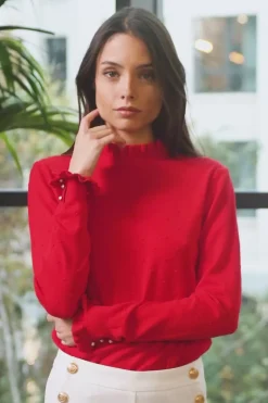 Mailles|LA PETITE ÉTOILE Pull Solferinos Rouge
