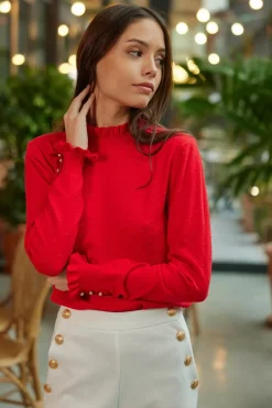 Mailles|LA PETITE ÉTOILE Pull Solferinos Rouge