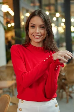 Mailles|LA PETITE ÉTOILE Pull Solferinos Rouge