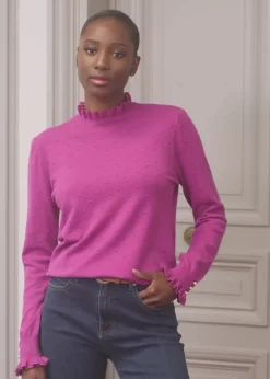 Mailles|LA PETITE ÉTOILE Pull Solferinos Fuchsia