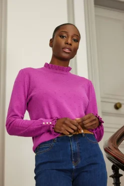 Mailles|LA PETITE ÉTOILE Pull Solferinos Fuchsia