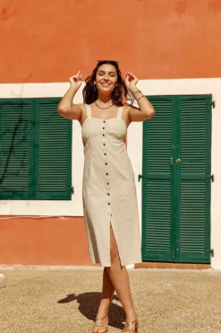 Robes & Combinaisons|LA PETITE ÉTOILE Robe Midi Skylar Beige