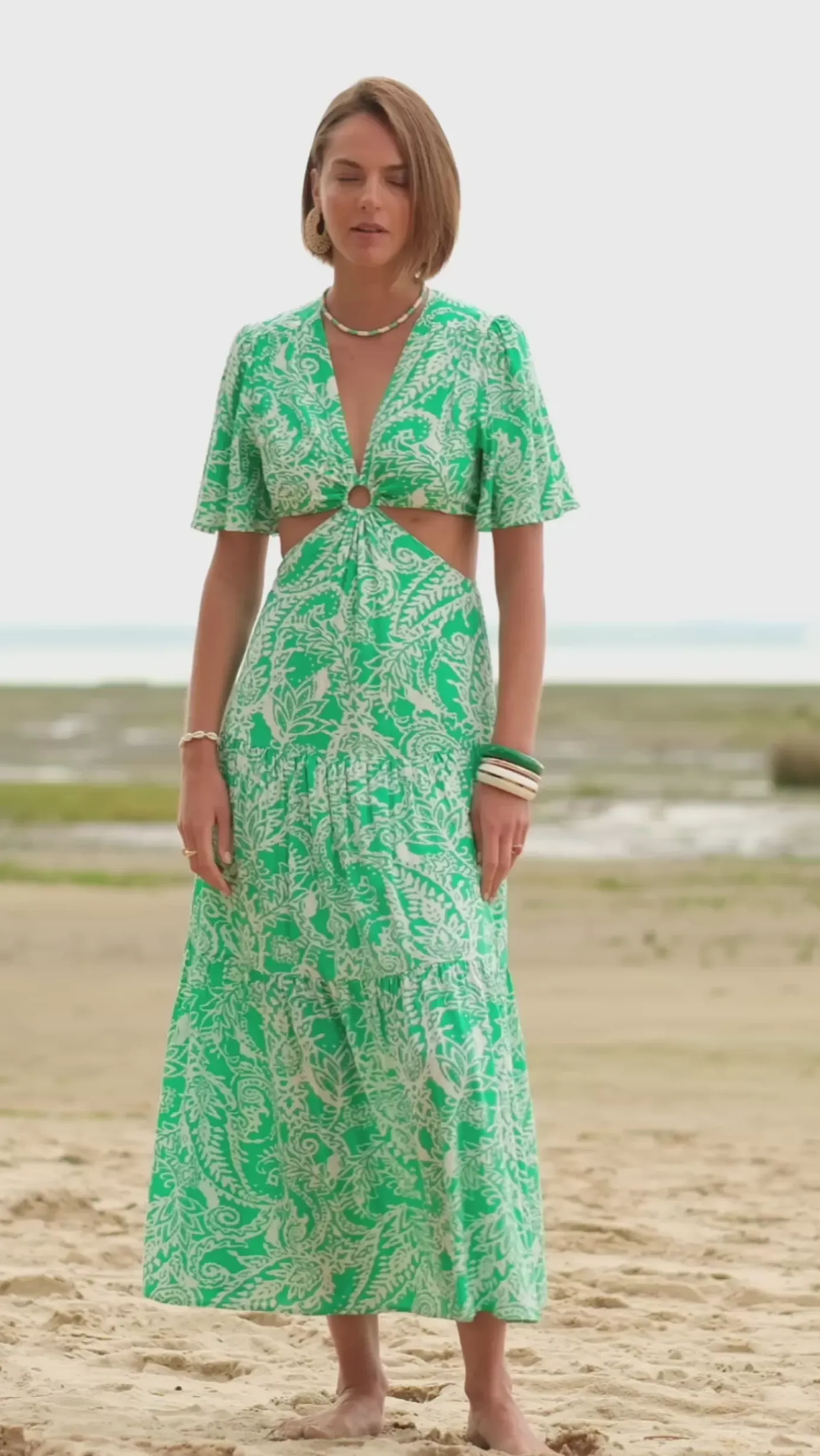 Robes & Combinaisons|LA PETITE ÉTOILE Robe Nemaa Vert/Ecru