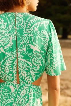 Robes & Combinaisons|LA PETITE ÉTOILE Robe Nemaa Vert/Ecru