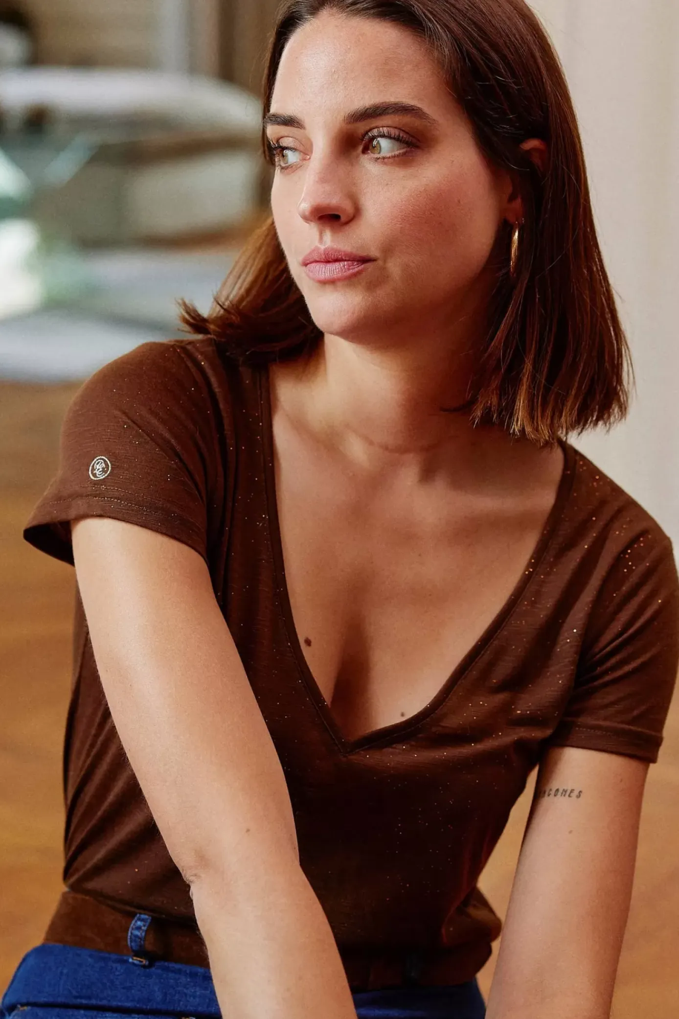 Tops|LA PETITE ÉTOILE T-Shirt Elvie Choco