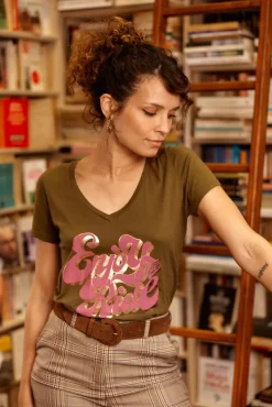 Tops|LA PETITE ÉTOILE T-Shirt Enjoy Kaki