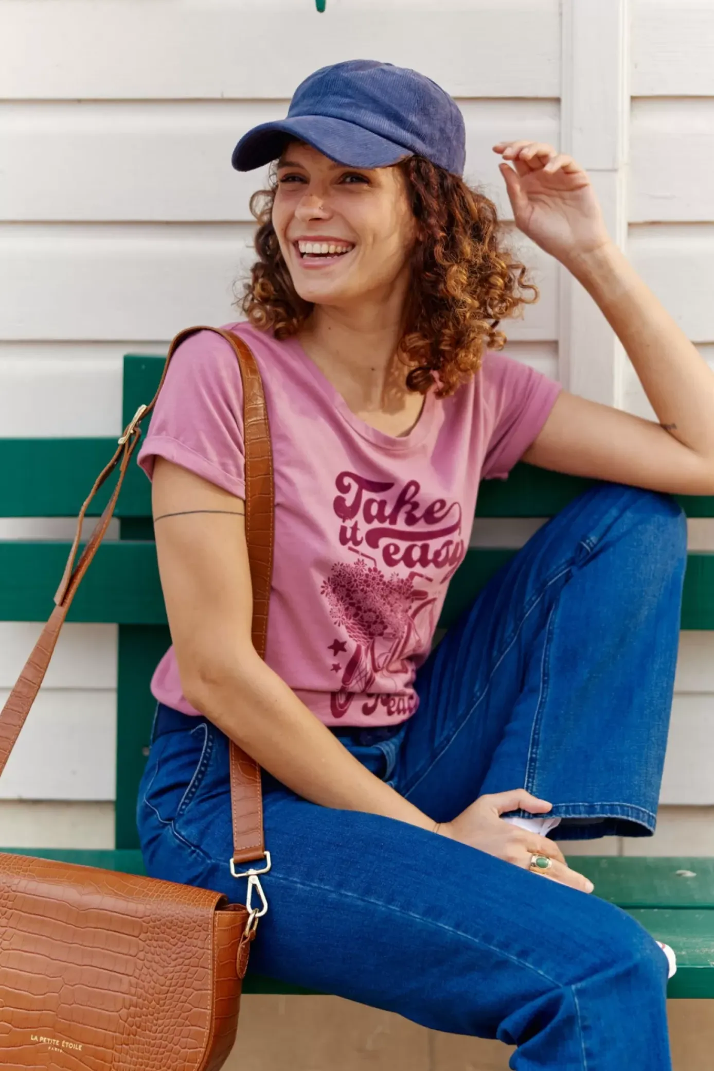 Tops|LA PETITE ÉTOILE T-Shirt Peace Vieux Rose