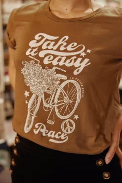 Tops|LA PETITE ÉTOILE T-Shirt Peace Marron
