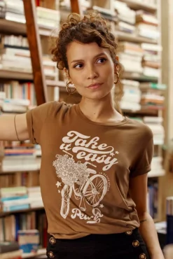 Tops|LA PETITE ÉTOILE T-Shirt Peace Marron