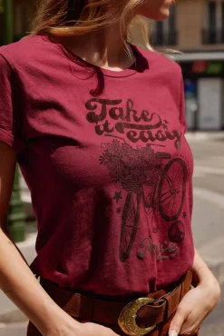 Tops|LA PETITE ÉTOILE T-Shirt Peace Framboise