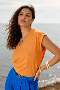 Tops|LA PETITE ÉTOILE T-Shirt Safia Orange